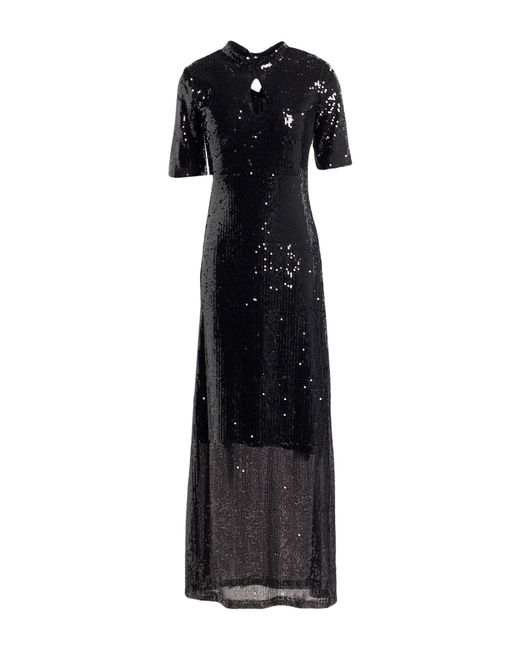 White Wise Black Maxi Dress Polyester, Elastane