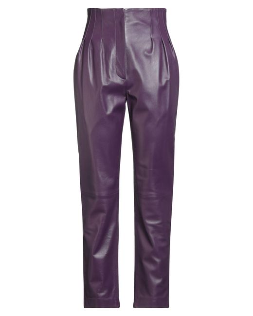 Alberta Ferretti Purple Pants Leather