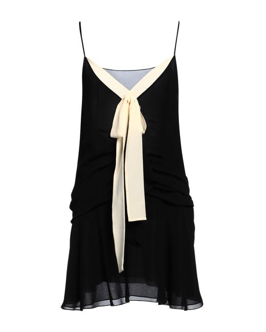 Céline Black Silk Bow-Detailed Two-Tone Flared Mini Dress