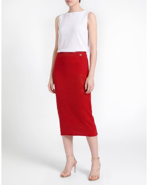 Twinset Red Midi Skirt Viscose, Polyamide