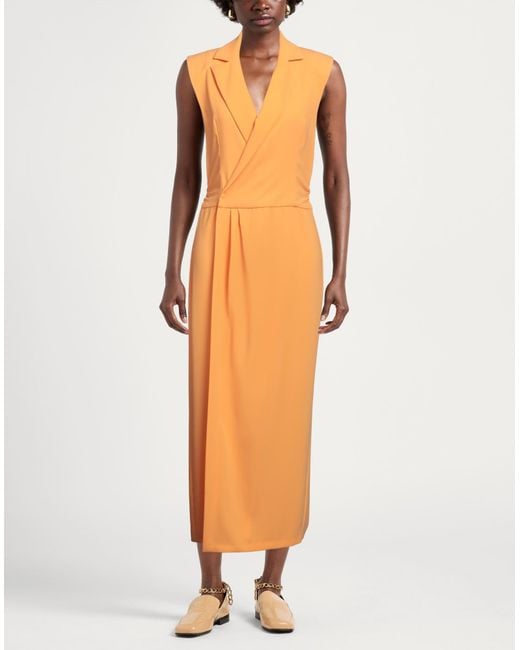 Patrizia Pepe Orange Maxi Dress Polyester, Elastane