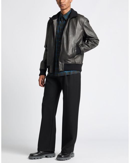 Loewe Black Jacket Lambskin, Wool, Acrylic, Polyamide, Elastane for men