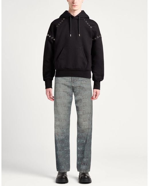 Lanvin Gray Jeans Cotton, Cow Leather for men