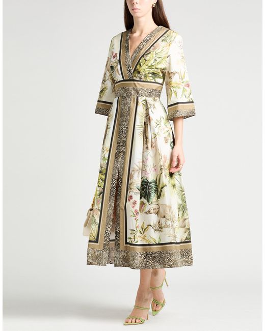 Elie Saab White Military Maxi Dress Silk, Cotton