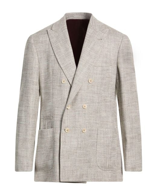 Brunello Cucinelli Gray Blazer Silk, Linen, Cotton, Polyamide for men