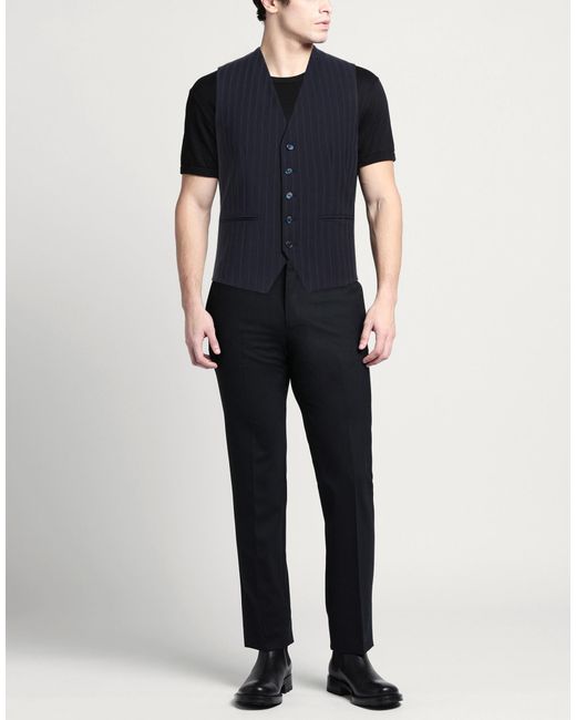 Daniele Alessandrini Blue Midnight Tailored Vest Wool, Polyester, Elastane for men