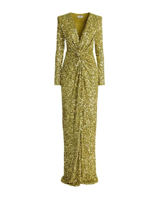 Elisabetta Franchi Green Maxi Dress Polyester, Elastane