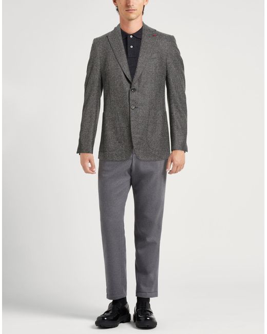 Isaia Gray Lead Blazer Wool for men