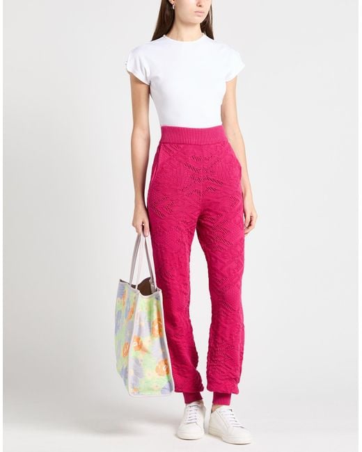 Gcds Pink Fuchsia Pants Cotton, Elastane