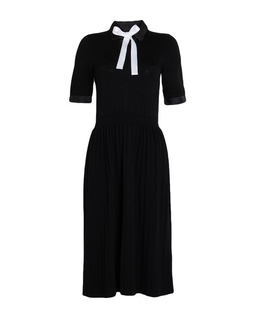Thom Browne Black Midi Dress Virgin Wool, Polyamide, Elastane, Silk