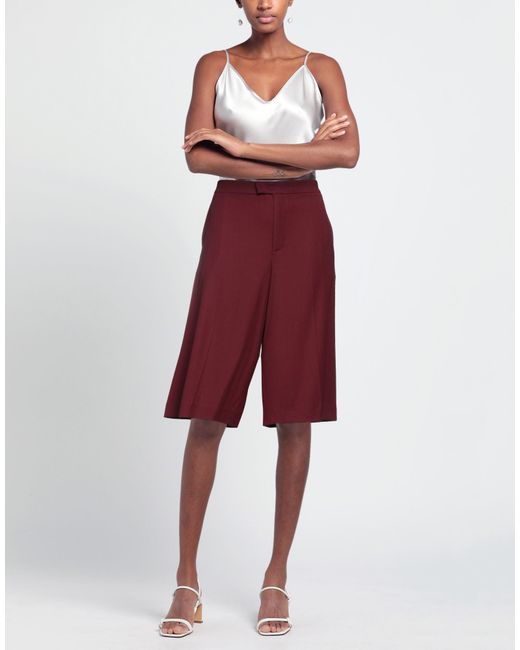 Twinset Red Burgundy Shorts & Bermuda Shorts Viscose, Wool, Elastane