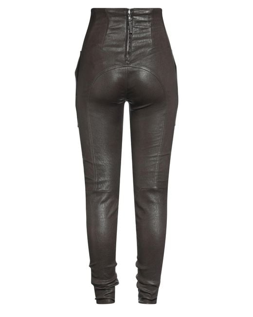 Rick Owens Gray Pants Lambskin, Cotton, Lycra