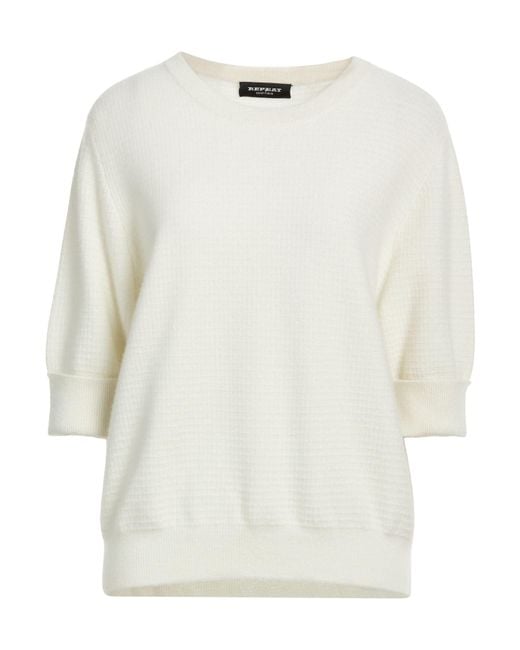 Repeat Cashmere White Sweater Eco-Cashmere, Metallic Fiber