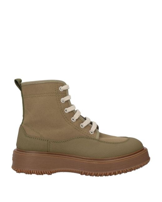 Hogan Brown Military Ankle Boots Textile Fibers