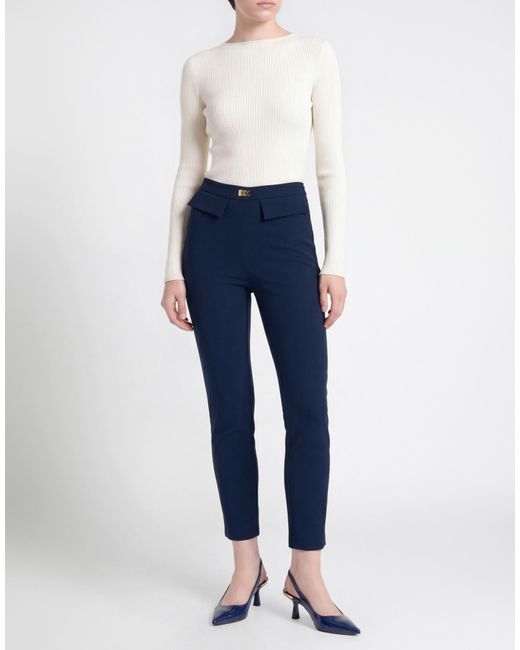 Elisabetta Franchi Blue Pants Polyester, Elastane