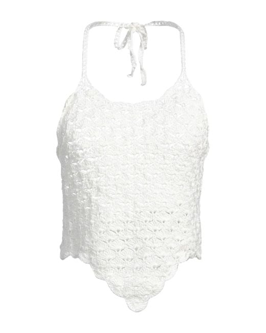 Liya White Cream Top Cotton, Elastane