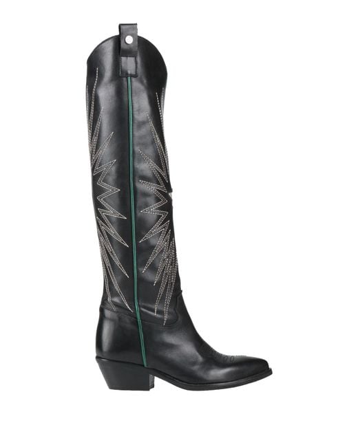 GISÉL MOIRÉ Black Boot Leather