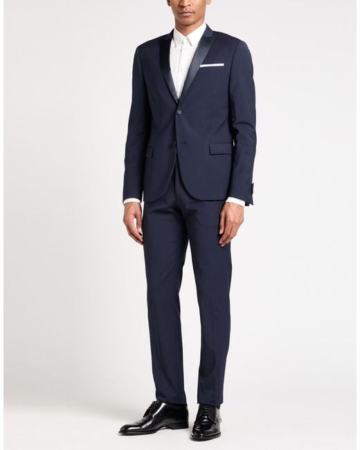 Daniele Alessandrini Blue Suit Polyester, Viscose, Wool, Elastane for men