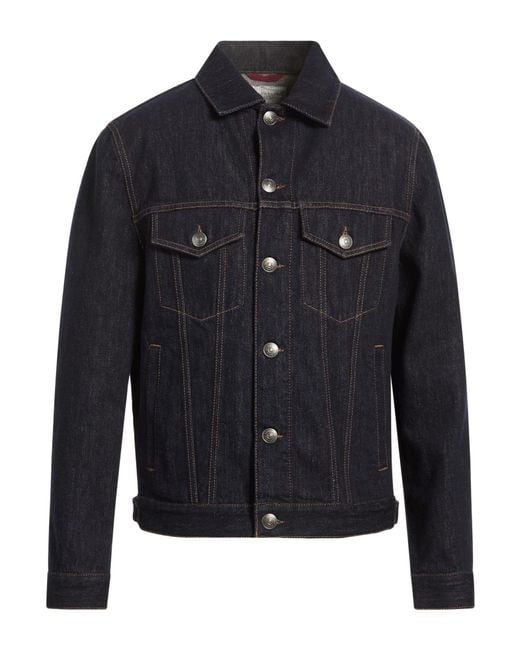 Brunello Cucinelli Blue Denim Outerwear Cotton for men