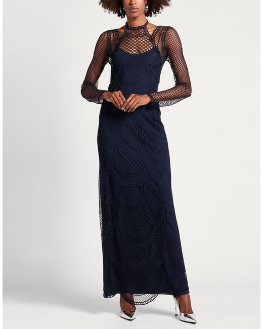 Alberta Ferretti Blue Midnight Maxi Dress Polyester