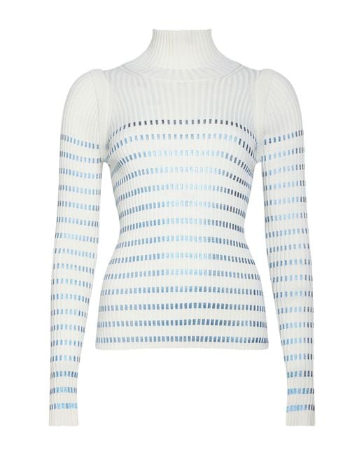 Jean Paul Gaultier Blue Ivory Turtleneck Merino Wool