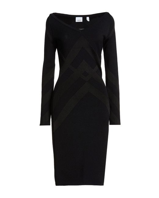 Burberry Black Midi Dress Viscose, Polyamide, Polyester, Elastane