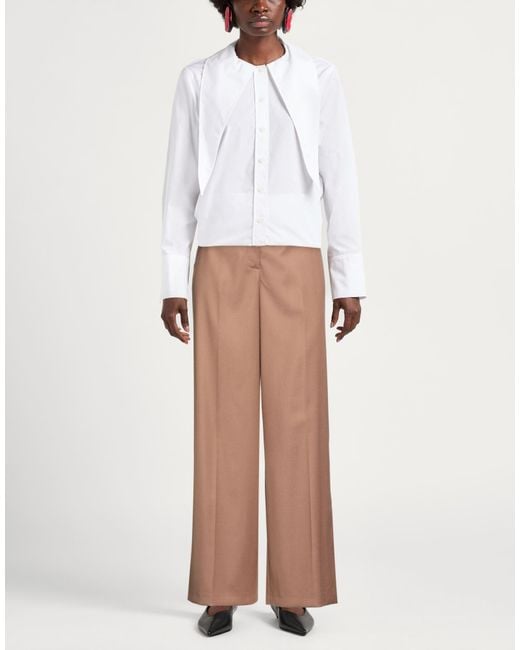 Pinko Brown Light Pants Wool, Polyester, Viscose, Elastane