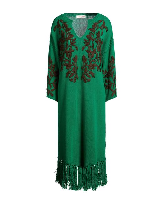 Valentino Garavani Green Midi Dress Virgin Wool