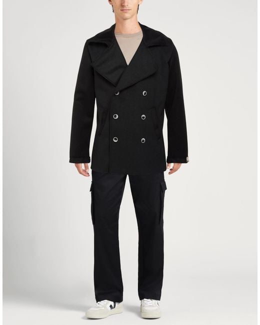 Takeshy Kurosawa Black Coat Recycled Polyester, Polyester, Viscose for men