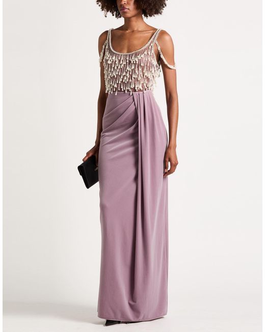 Elisabetta Franchi Purple Maxi Dress Polyamide, Polyester