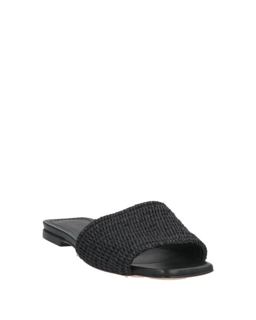 Theory Black Sandals Natural Raffia
