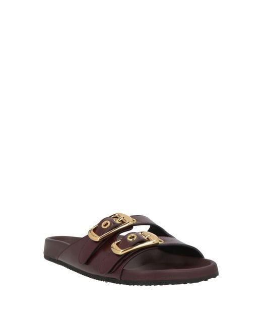 Chloé Brown Burgundy Sandals Leather