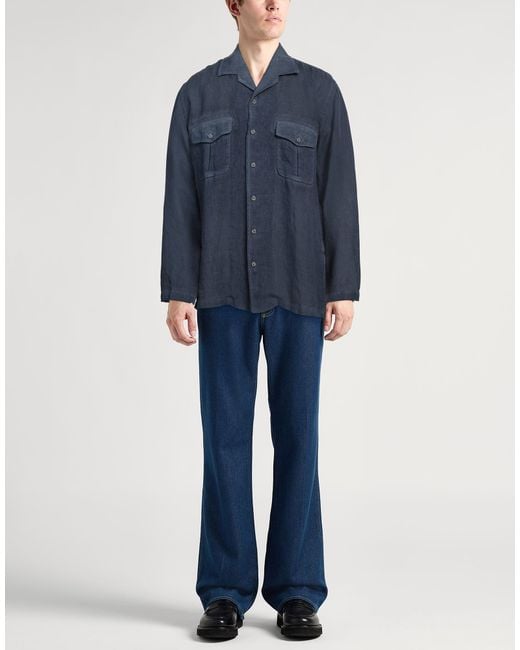 120% Lino Blue Shirt Linen for men