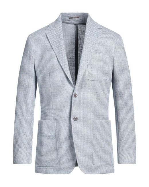Canali Blue Blazer Cotton, Linen for men
