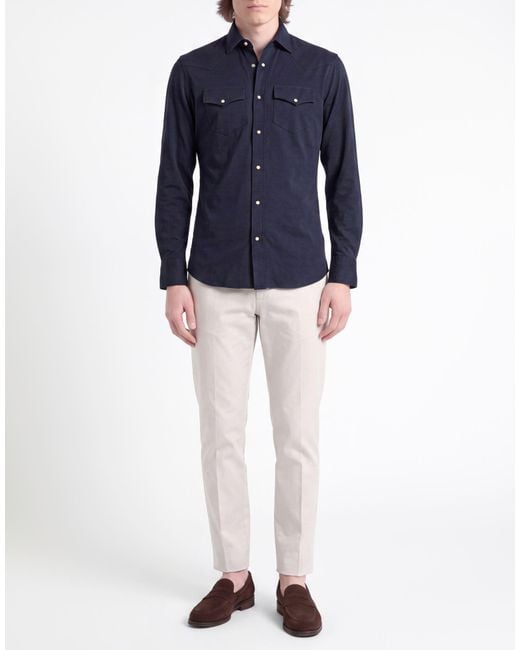 Moorer Blue Midnight Shirt Cotton for men