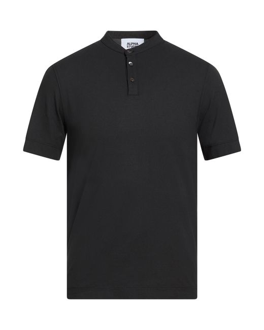 Alpha Studio Black T-Shirt Cotton, Elastane for men