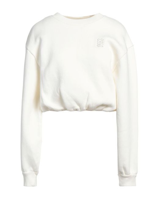 Sandro White Sweatshirt Cotton, Polyester