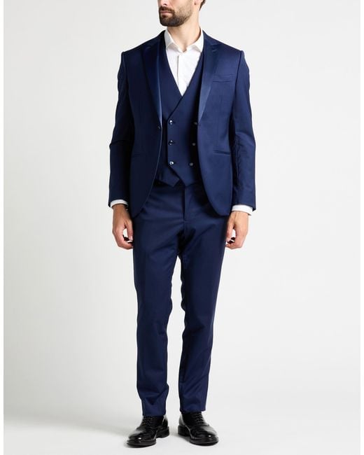 Brando Blue Suit Virgin Wool, Elastane for men