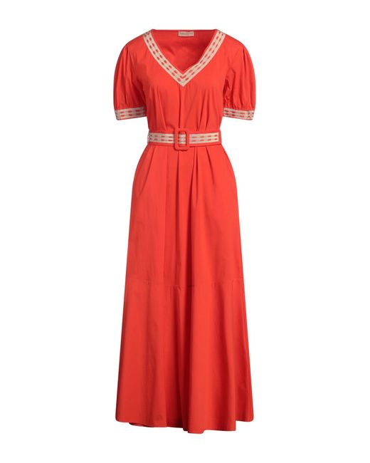 Purotatto Red Maxi Dress Cotton, Polyamide, Elastane