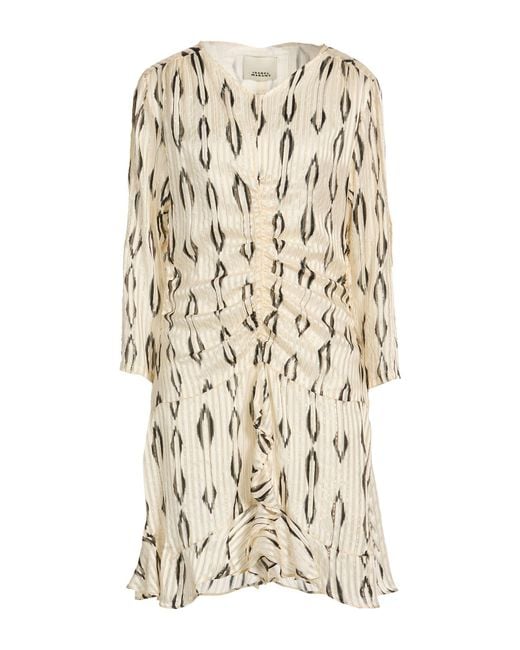 Isabel Marant Natural Mini Dress Silk, Metallic Polyester
