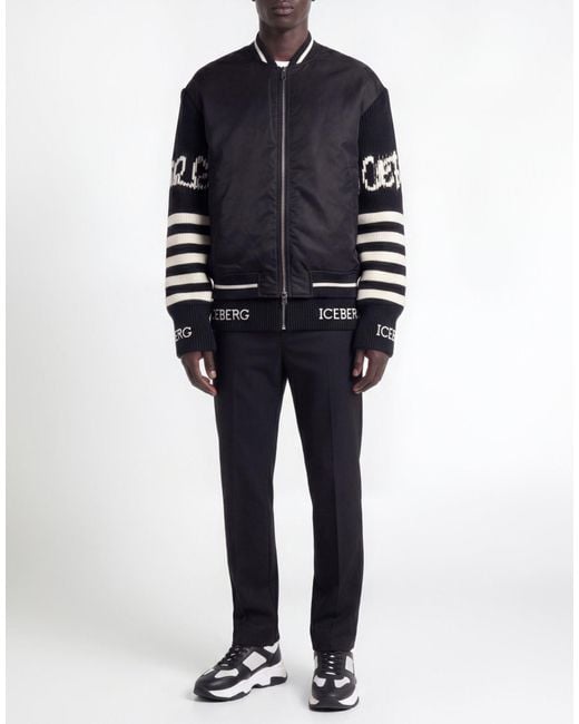 Iceberg Black Jacket Polyamide, Polyester for men