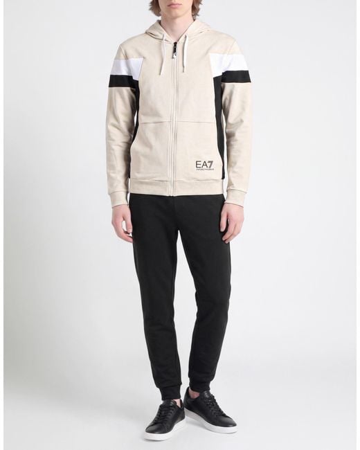 EA7 White Ivory Sweatshirt Recycled Cotton, Polyester, Elastane for men
