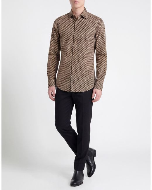 Boss Brown Shirt Cotton, Elastane for men