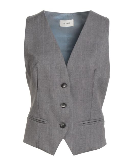 ViCOLO Gray Tailored Vest Polyester, Viscose, Elastane
