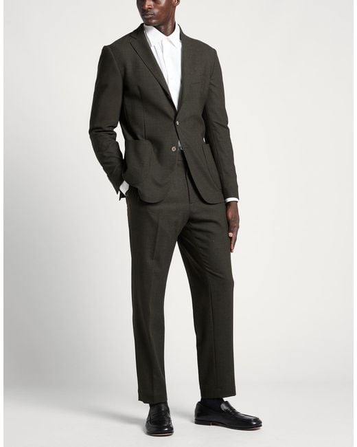 Santaniello Black Dark Suit Wool, Polyester, Elastane for men