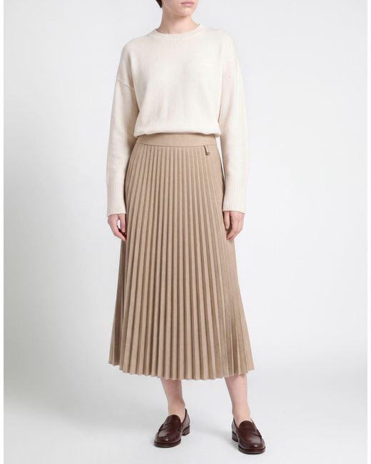 Lorena Antoniazzi Natural Sand Midi Skirt Virgin Wool, Polyester, Elastane