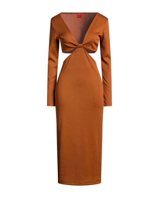 HUGO Brown Midi Dress