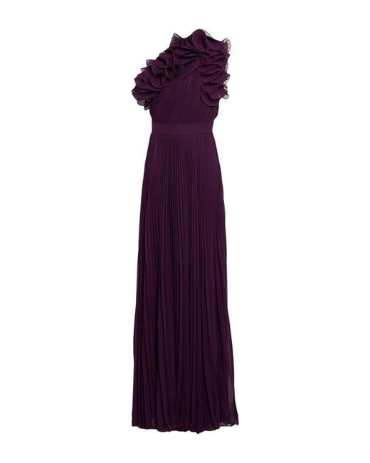 Elie Saab Purple Plum Maxi Dress Polyester, Silk