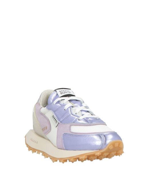 RUN OF White Sneakers Leather, Textile Fibers