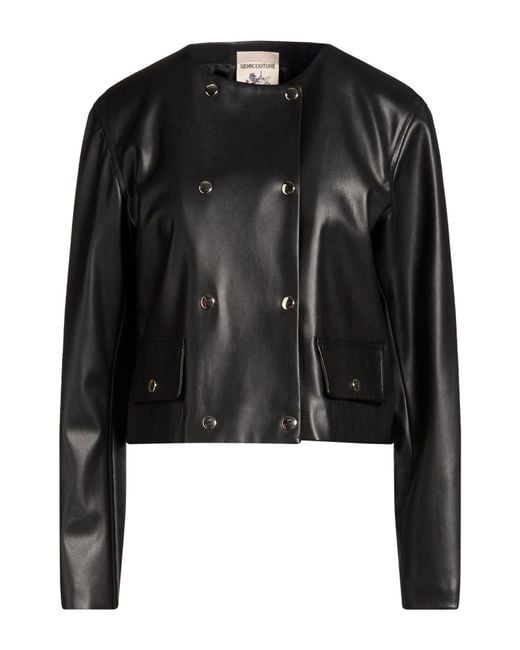 Semicouture Black Jacket Polyurethane, Polyester